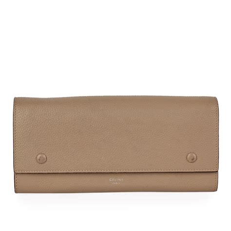 CELINE Drummed Calfskin Large Flap Multifunction Wallet 